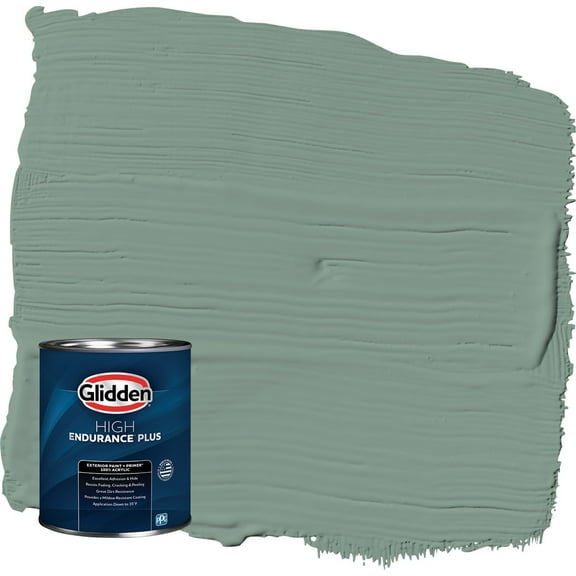 Glidden HEP Paradise Found / Green Satin Exterior Paint with Primer, 1 Quart