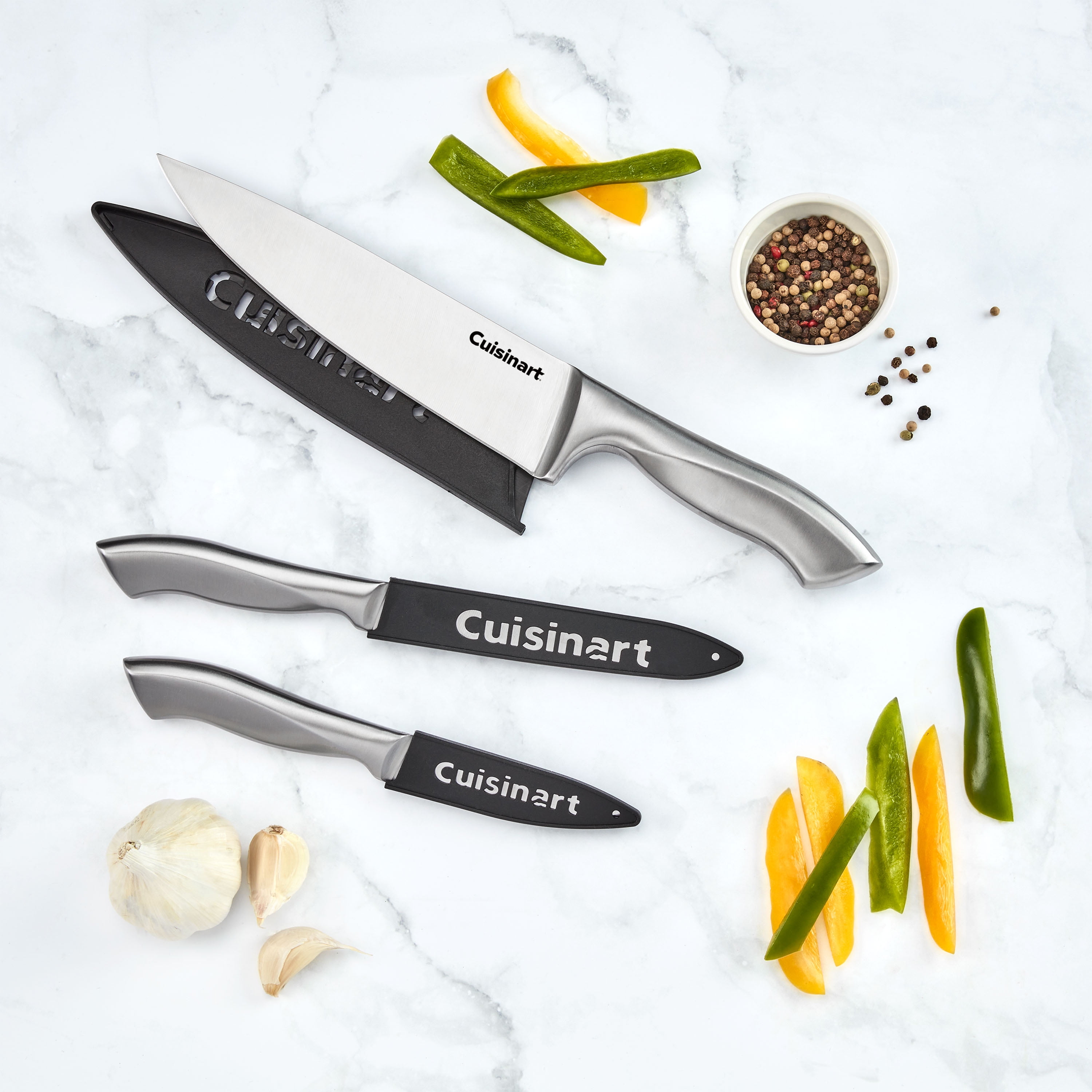 Cuisinart Classic Stainless Steel 3-Piece Knife Set with Blade Guards