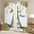 thumbnail image 2 of Homewish Chic Bowtie Rose Blackout Curtains Set of 2 (52x84 Each),Paris Eiffel Tower Window Curtains,Yellow White Curtains and Drapes For Kids,Luxury Bedroom Decor, 2 of 6