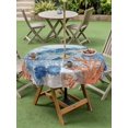 thumbnail image 4 of Outdoor Tablecloth with Umbrella Hole for Patio/Picnic/Party/Camping, Sea Turtle Coastal Waterproof Table Cloth Round Cover Washable, Summer Beach Coral Nautical Blue Wood (Dia 54"), 4 of 8
