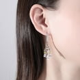 thumbnail image 3 of Women's 14K Gold & Natural Oval Crystal Clip-On Earrings, Dainty Tassel Chandelier Style, Fashionable Ear Cuff, Ideal Jewelry Gift for Her, 3 of 7