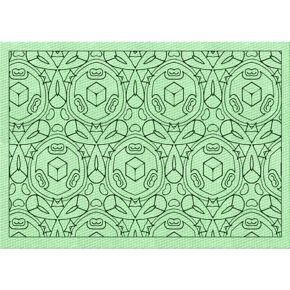 Ahgly Company Indoor Rectangle Patterned Mint Green Area Rugs, 3' x 5'