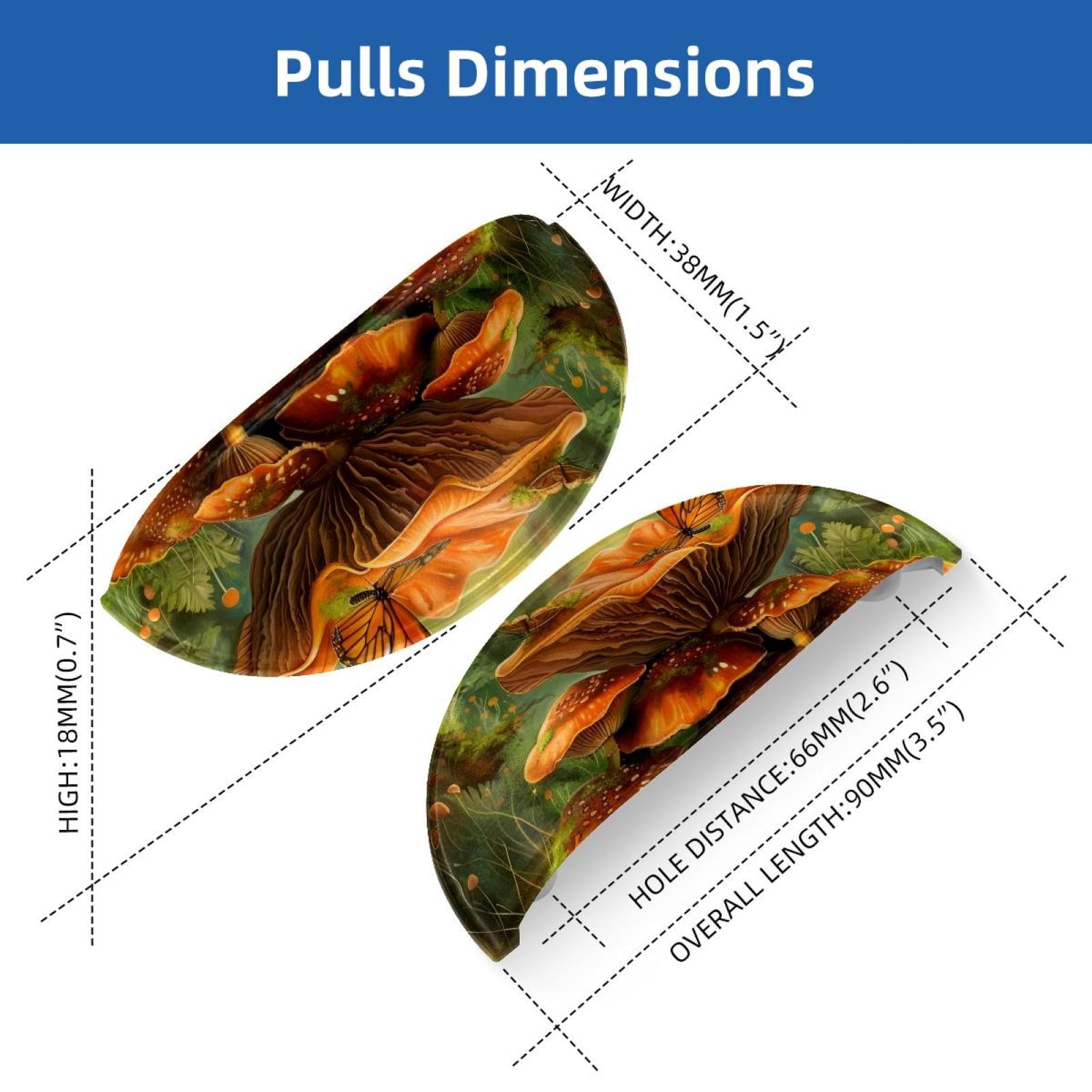 PhooArto 6 Pcs Cup Drawer Pulls, Forest Mushrooms Butterflies Shell Shape Handles Cabinet Knobs for Dresser Cupboard Closet Wardrobe with Screws