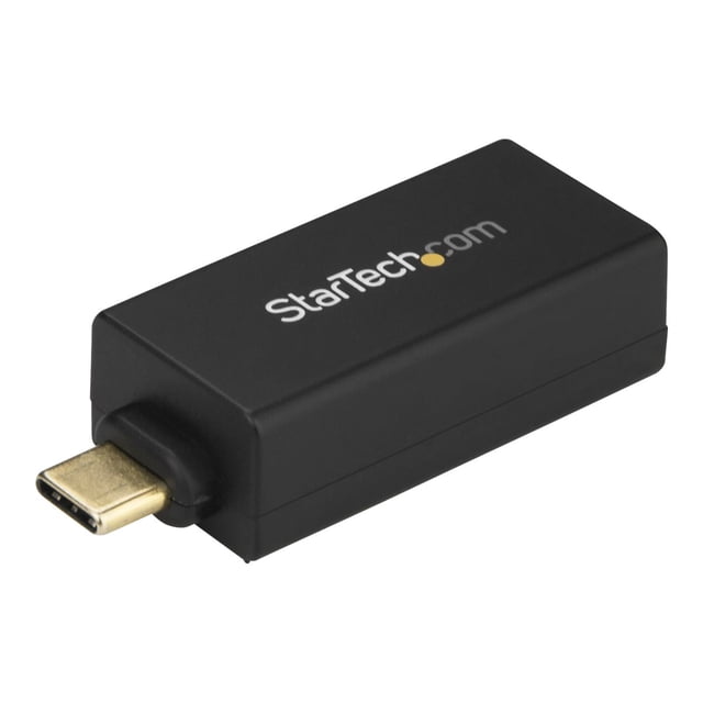 StarTech.com USB C to Gigabit Ethernet Adapter, 1Gbps NIC USB 3.0/USB 3.1 Type C Network Adapter, 1GbE USB-C to RJ45/LAN Port, Thunderbolt 3 Compatible, Windows, MacBook Pro, Chromebook - USB C to Ethernet (US1GC30DB) - Network adapter - USB-C - Gigabit Ethernet x 1 - black