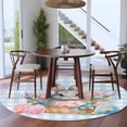 thumbnail image 3 of Round Rugs 5Ft, Spring Easter Bunny Round Area Rug Washable Indoor Throw Carpet, Watercolor Floral Botanical Eggs Blue Plaid Soft Non Slip Circle Rug for Cabinet Bathroom Home Decor Aesthetic, 3 of 8