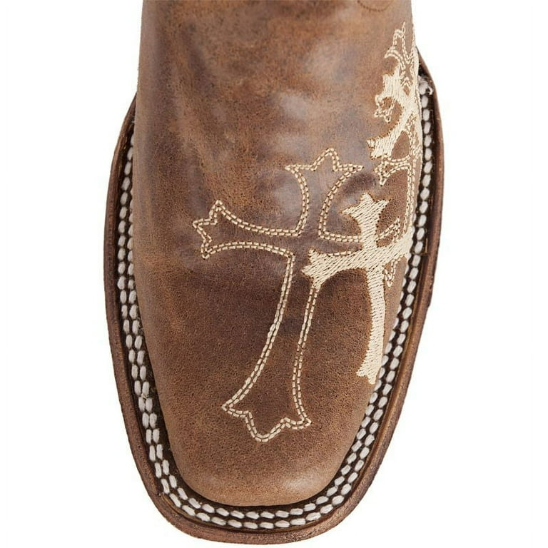 Circle G Womens Brown and Beige Cross Embroidered Cowgirl Boots 7.5 B M US Chocolate Walmart