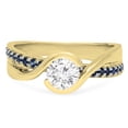 thumbnail image 3 of 1.00 Carat (Ctw) 10K Yellow Gold Round Blue Sapphire & White Diamond Ladies Bridal Swirl Twisted Engagement Ring 1 CT, 3 of 4