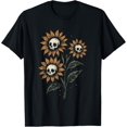 thumbnail image 1 of Playera Skull Sunflowers Gothic Goth Creepy Cute Alt Grunge Y2K, Manga Corta Unisex, Color Negro, Talla 3XL, 1 of 6