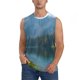 thumbnail image 1 of Fotbe Majestic Deer Mountain Lake Men's Camiseta sin Mangas Estampada para Hombres, Playera Casual para Gimnasio, Entrenamiento, Playa-Large, 1 of 7
