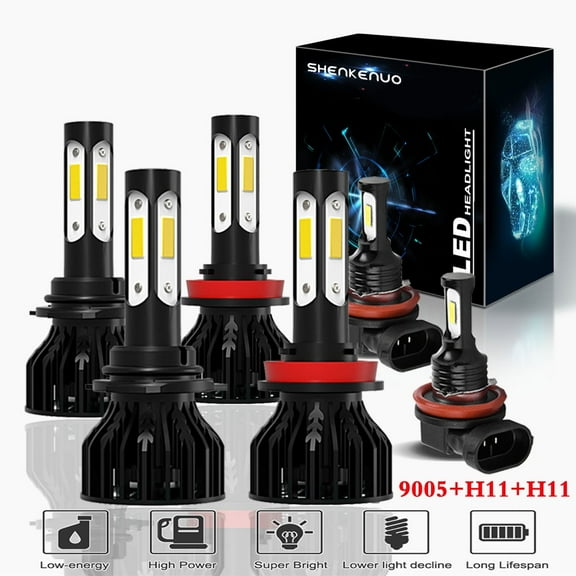 For HONDA CIVIC 2016-2020 9005 H11 High/Low Beam Headlights   H8 LED Fog Light Bulbs,6pc