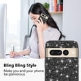 thumbnail image 2 of Compatible with Google Pixel 7 Pro Case, Glitter Sparkly Google Pixel 7 Pro Phone Case with Slim Silicone Shockproof Protective Bumper Cover for Cute Girls Women (Black), 2 of 14