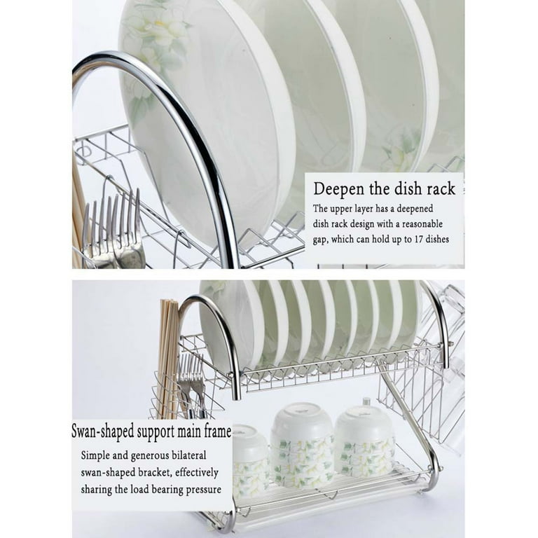 Santentre 2-Tier Dish Drying Rack with Removable Utensil Holder