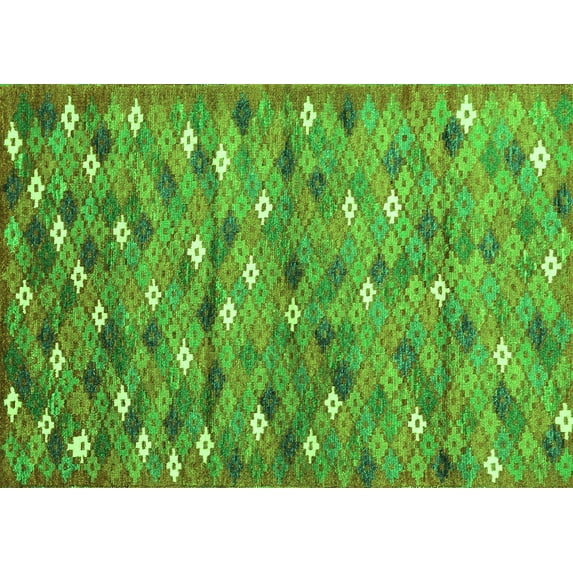 Ahgly Company Indoor Rectangle Southwestern Green Country Area Rugs, 2' x 4'