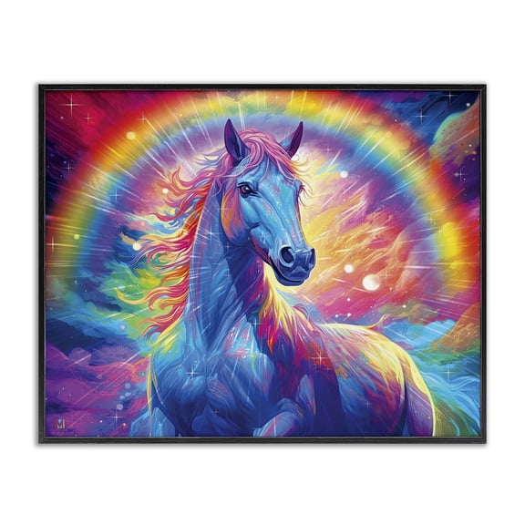 Stupell Industries Contemporary Vivid Rainbow Horse Black Framed Giclee Art, 14 x 11, by Michael David Ward