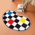 thumbnail image 2 of Alfombra con rejillas de colores para el hogar, felpudo suave con forma de frijol, alfombrilla de entrada, alfombrilla para el suelo, decoración de la habitación del hogar Fivean unisex, 2 of 2