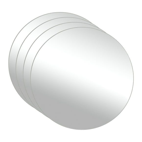 Uxcell 4Pcs Shatter Proof Acrylic Mirror, 3.9" Circle Round Corner Mirror(Self Adhesive, Safety, Shatterproof) Suited to Bathroom Science Home Gym Wall Decor