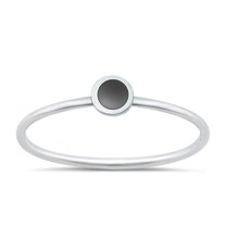CHOOSE YOUR COLOR Black Simulated Agate Ring .925 Sterling Silver Chic Minimalist Band CZ Female Size 3