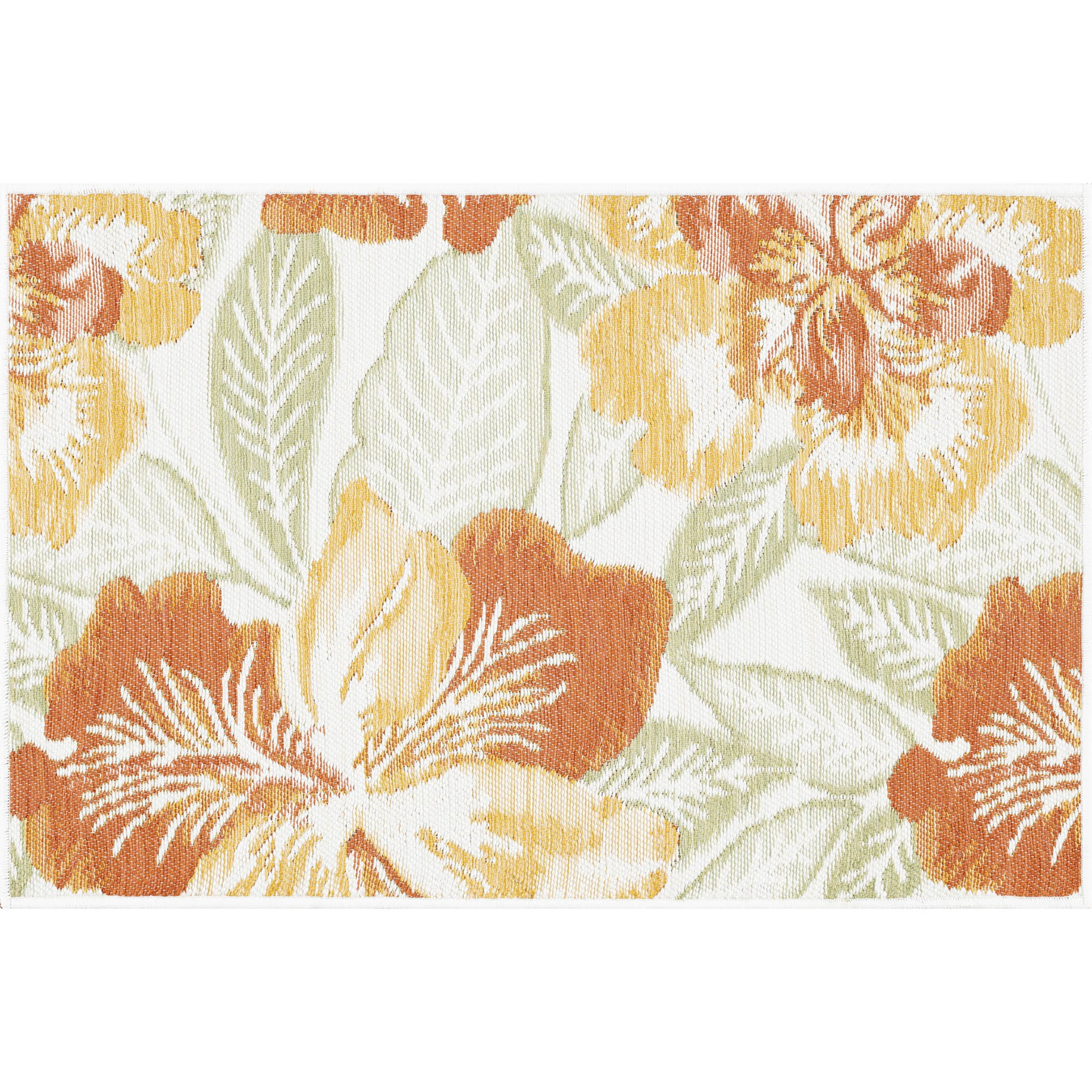 2x3 Water Resistant, Small Indoor Outdoor Rugs for Patios, Front Door Entry, Entryway, Deck, Porch, Balcony | Outside Area Rug for Patio | Orange, Floral | Size: 2' x 3'