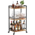 thumbnail image 1 of Tres Capas de Barra de Servicio rodante, Cocina de Madera y Metal con Ruedas, Coche de Almacenamiento de Isla, Negro, 1 of 8