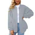 thumbnail image 2 of Lixiuxyad Womens Open Front Cardigan Casual Button Down Cardigan Lightweight Fall Outerwear Versatile Basic Long Sleeve Knit Sweater Top,Gray, 2 of 5