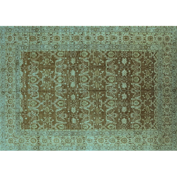 Ahgly Company Indoor Rectangle Oriental Light Blue Industrial Area Rugs, 6' x 9'