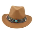 thumbnail image 3 of Gorras Fedoras unisex de moda para adultos, sombrero de vaquero occidental, sombrero de disfraz, sombrero de jazz. Marrón claro, 3 of 9