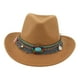 thumbnail image 3 of Sombrero de vaquero clásico unisex para adultos, sombrero fedora, accesorios, sombrero de vaquera, sombrero de copa jazz. Marrón claro, 3 of 9