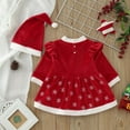 My First Baby Christmas Pajamas Long Sleeve Romper Bodysuits Dress Hat