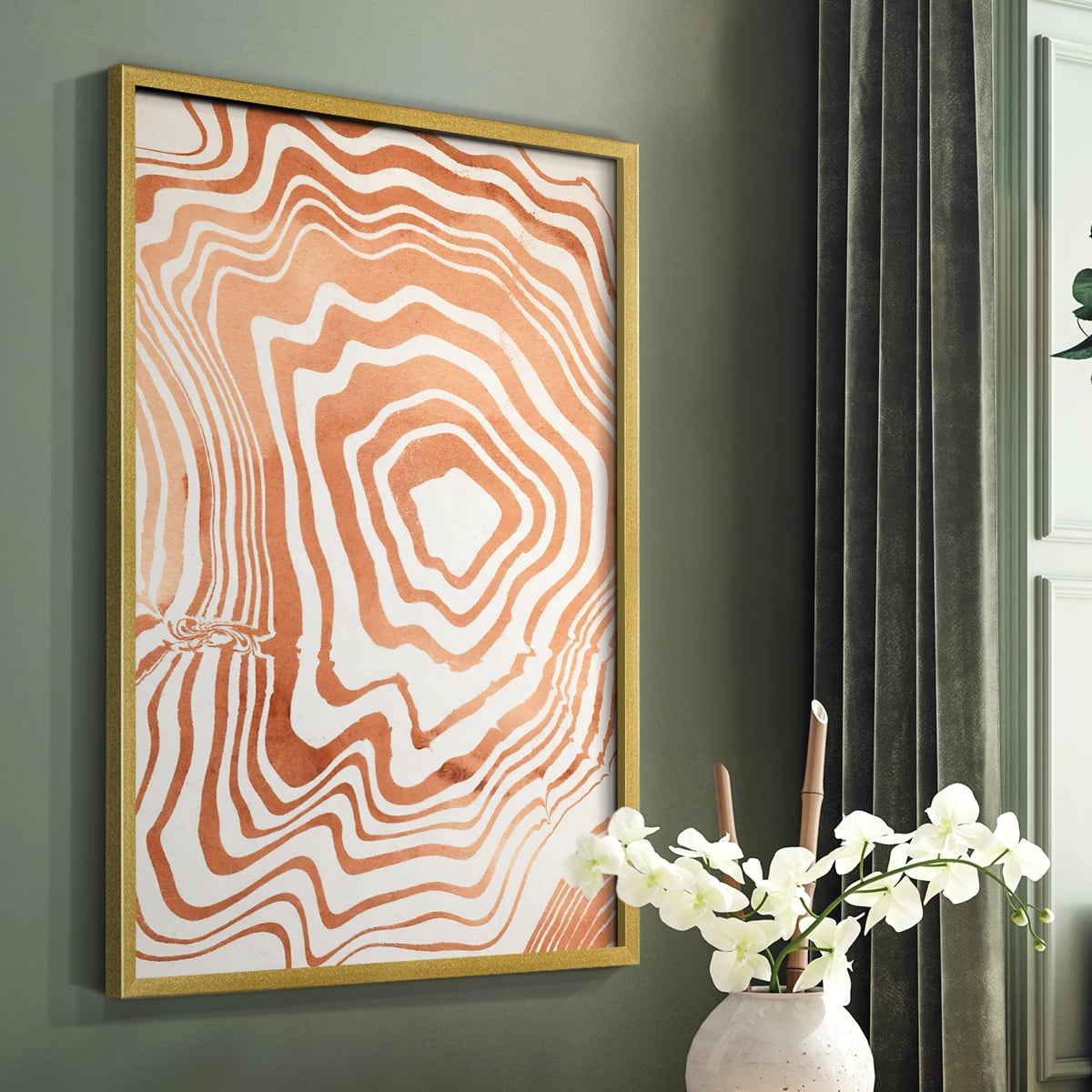 Wood Grain Suminagashi I Framed Print - Solid Wood in Single Picture Frame Solid Wood 2 Framed Print