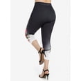 thumbnail image 4 of Rosegal Women's Plus Size High Waist Colorblock Rose Print Capri Leggings, 4 of 5