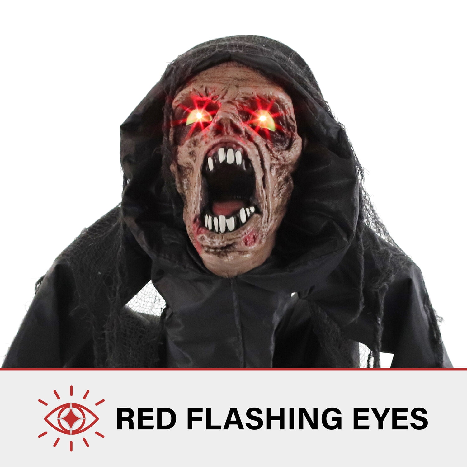 Haunted Hill Farm 3.7 ft Zombie Dog Halloween Animatronic with Lights and Sound, Outdoor Decor, HHDOG-1FLSA