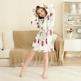 thumbnail image 3 of FORMRS Niños Bathrobe Unisex Hooded Robe Soft Plush Pajamas Sleepwear, Size 2-3T, Beige Cherry, 3 of 7