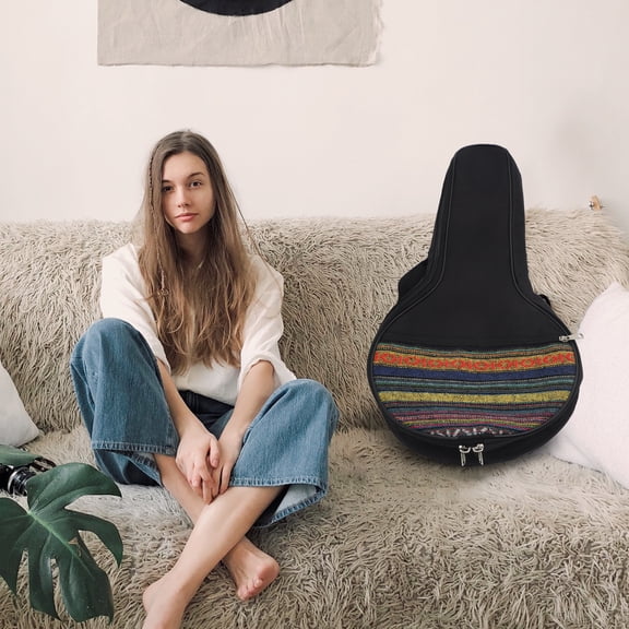 4-String Banjo Ukulele Case, Black Cotton Gig Bag with Country Style, Carrying Bag for Travel and Live Performance