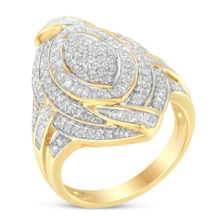 Diamond Gold Cocktail Ring - 10K Yellow Gold 1ct. TDW Diamond Cocktail Ring (I-J, I2-I3)
