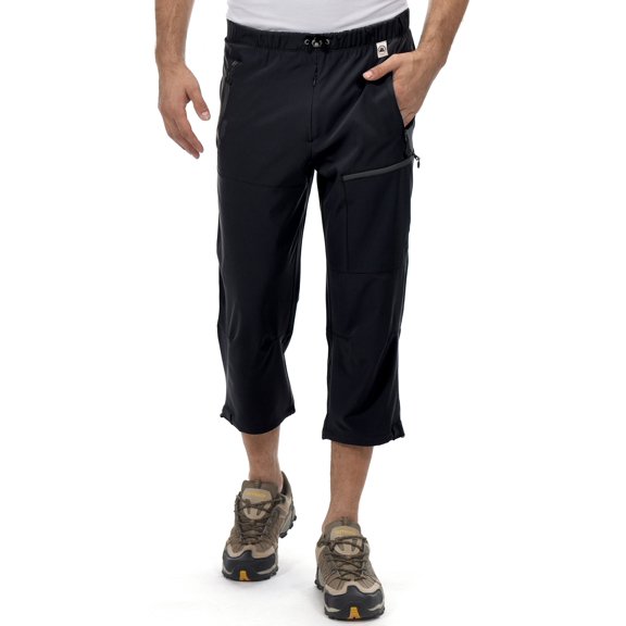 Mapamyumco Men's Quick-Dry Capri Pants - Lightweight, Casual Fit for Hiking, Travel, and Everyday Wear Black S