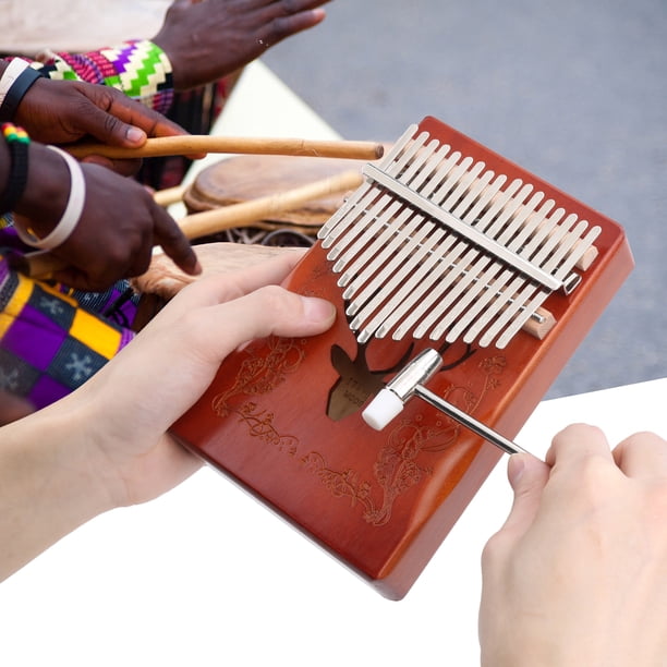 Kalimba 17 Teclas Pintada A Mano - Incluye Bolsa De Terciopelo Y Martillo, Ideal Para Principiantes