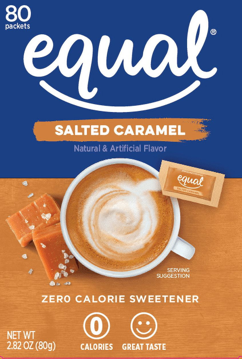 (2 pack) Equal Salted Caramel Flavored Zero Calorie Sweetener (80 Packets)