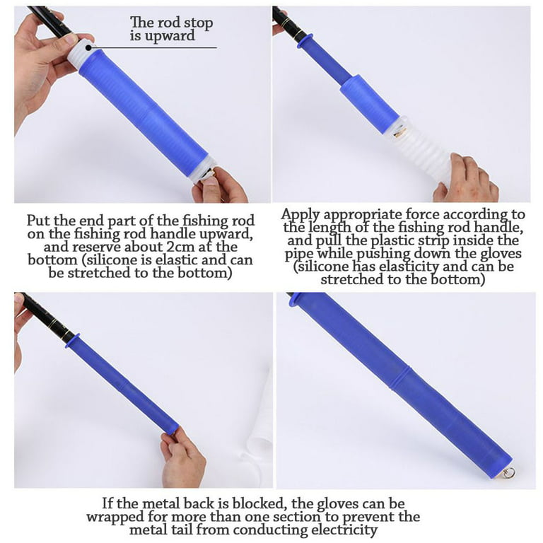 Anti-Slip Silicone Fishing Rod Grip Sleeve Wrap for Various Rod Pole Blue 