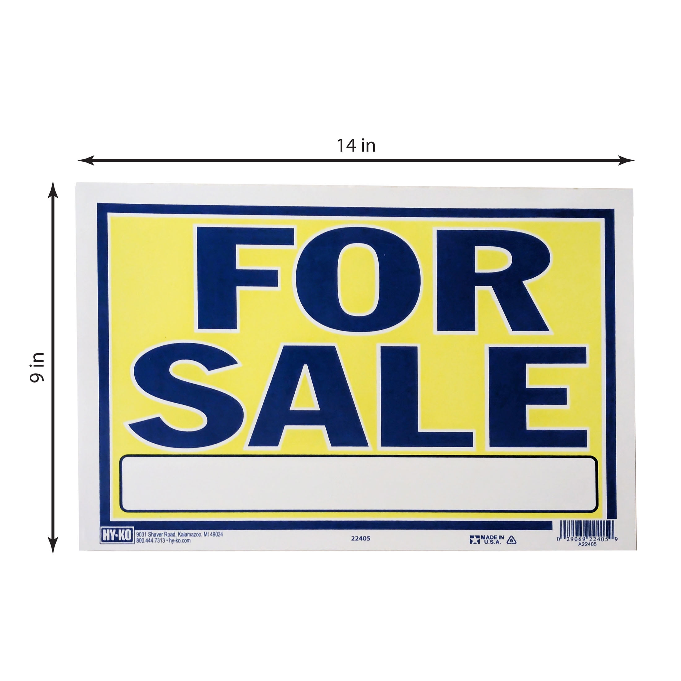 (10 pack) Hy-Ko 9x13 inch Plastic Bright Neon for Sale Sign, Text Box for Phone Number, Blue and Yellow