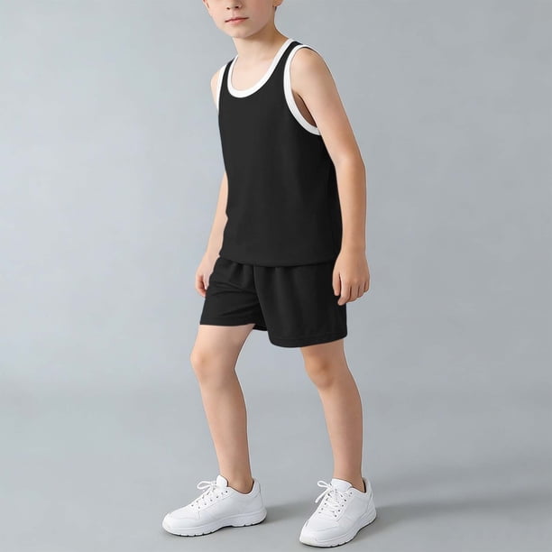 Odeerbi Niños Niñas Malla Atlético Conjunto de Ropa Deportiva Respirable Camiseta de Verano Con Pantalones Cortos Conjunto Para 2-12 Años