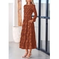 thumbnail image 4 of Vestido midi PRETTYGARDEN de manga larga para mujer, rojo ladrillo, 4 of 9