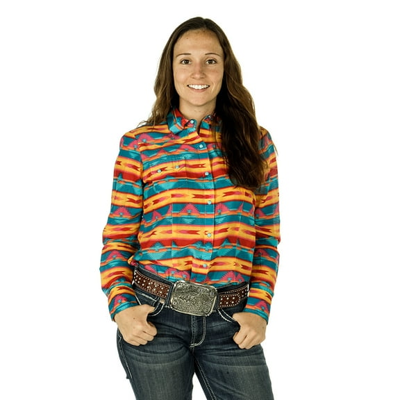 Tin Haul Western Shirt Womens L/S Aztec M Pink 10-050-0064-4035 PI