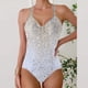 thumbnail image 1 of Trajes de baño de una pieza para mujer, traje de baño de bikini conservador de cintura alta con cuello en V y tirantes estampados para mujer, traje de baño para mujer, 1 of 6