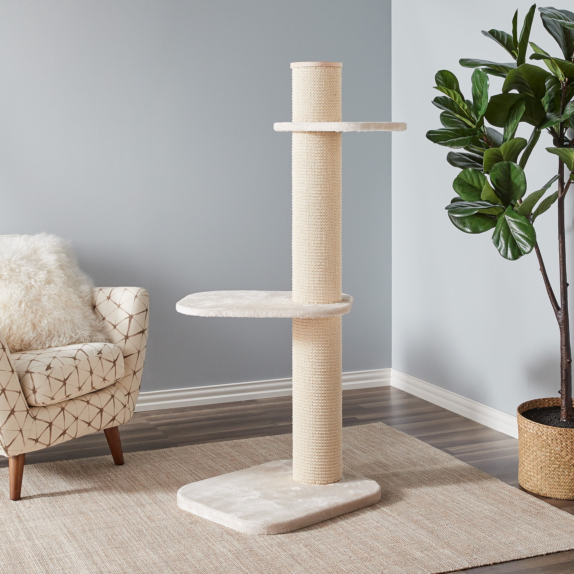 Two by Two Maple Cat Tree 3 Beige 58.3-inch Cat Scratching Post