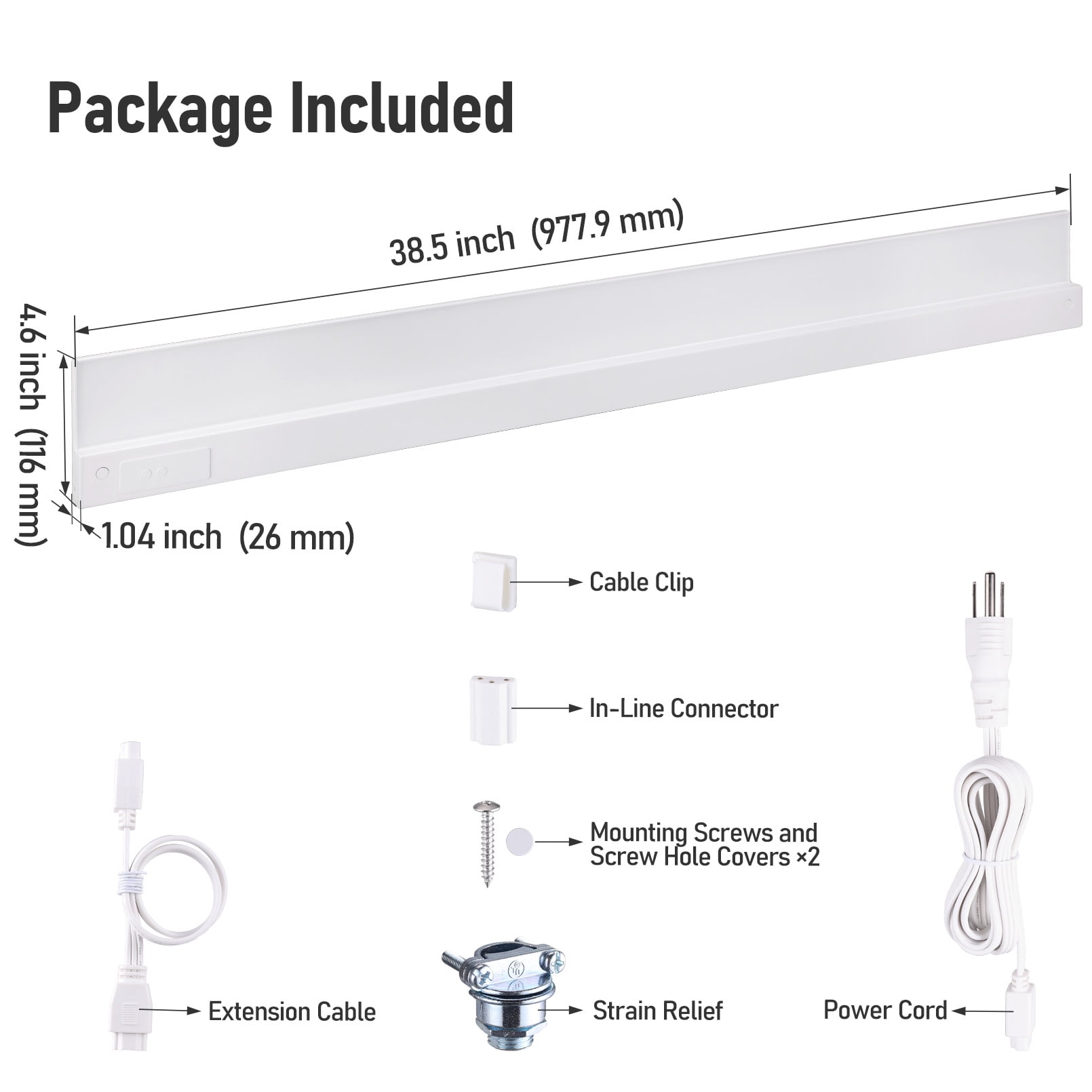 24W 5CCT LED Under Cabinet Lighting Fits 42-Inch Cabinets, Hardwired & Plug-In, 120V Ultra-Slim Linkable Dimmable Under Counter Lights, 2700K/3000K/3500K/4000K/5000K Selectable