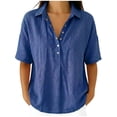 thumbnail image 3 of 2025 New Fashion Plus Size Womens Spring And Summer V-Neck Long Sleeve Solid Loose Casual Cotton Trendsetting Women's Apparel, 3 of 8