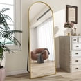 thumbnail image 2 of SEETHRUGLIMMER 64"x 21.25" Arched Full Length Mirror Metal Frame Floor Mirror with Stand, Gold, 2 of 7