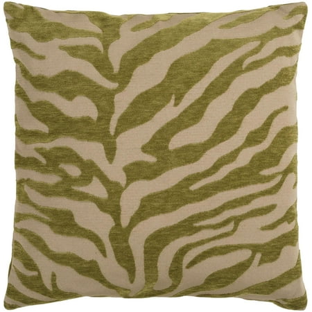 18" Green and Beige Hot Animal Print Decorative Throw Pillow