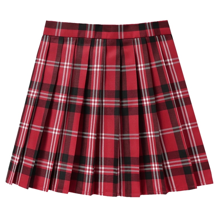 Dpytoraw Women's Casual Plaid High Waist Pleated A Line Mini Skirt