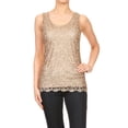thumbnail image 1 of Sexy Womens Slim Fit Sparkly Lace Embroidery Shining Vest Bling Sequin Tank Top Sleeveless T Shirt Blouses, 1 of 5